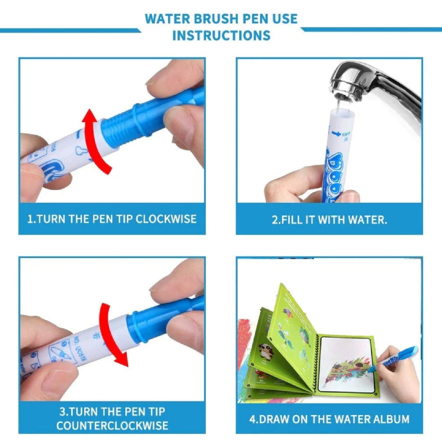 8091 Magic Water Quick Dry Book Water Coloring Book Doodle with Magic Pen Painting Board DeoDap 8091 Magic Water Quick Dry Book Water Coloring Book Doodle with Magic Pen Painting Board DeoDap